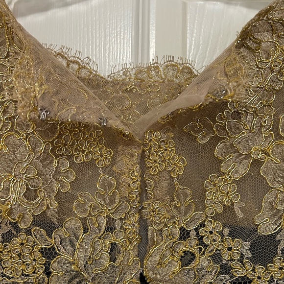 Reem Acra Black and Gold Silk Dress - Picture 10 of 12